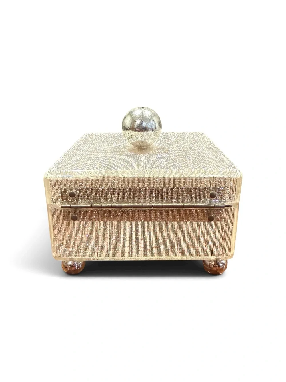 Vintage Hollywood Regency Lucite Trinket Jewelry Box Glam Vanity Decor